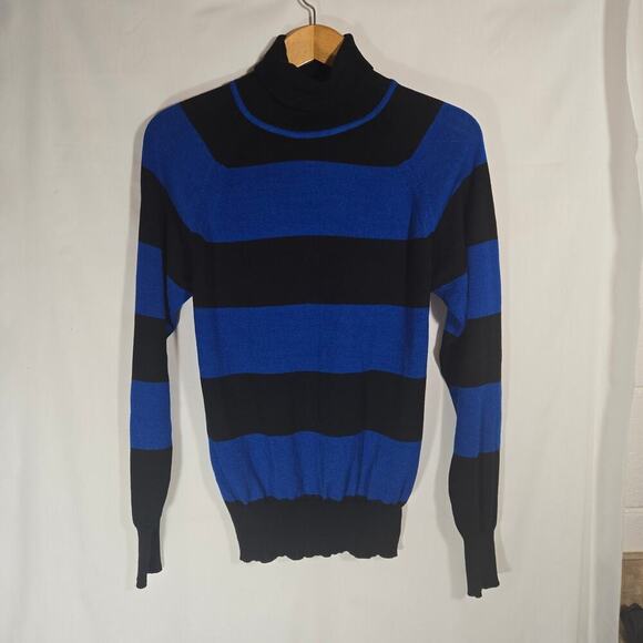 Vinatge Botany 500 Striped Roll Neck Sweater Cobain Sweater Goth Mod Grunge L - Picture 1 of 9
